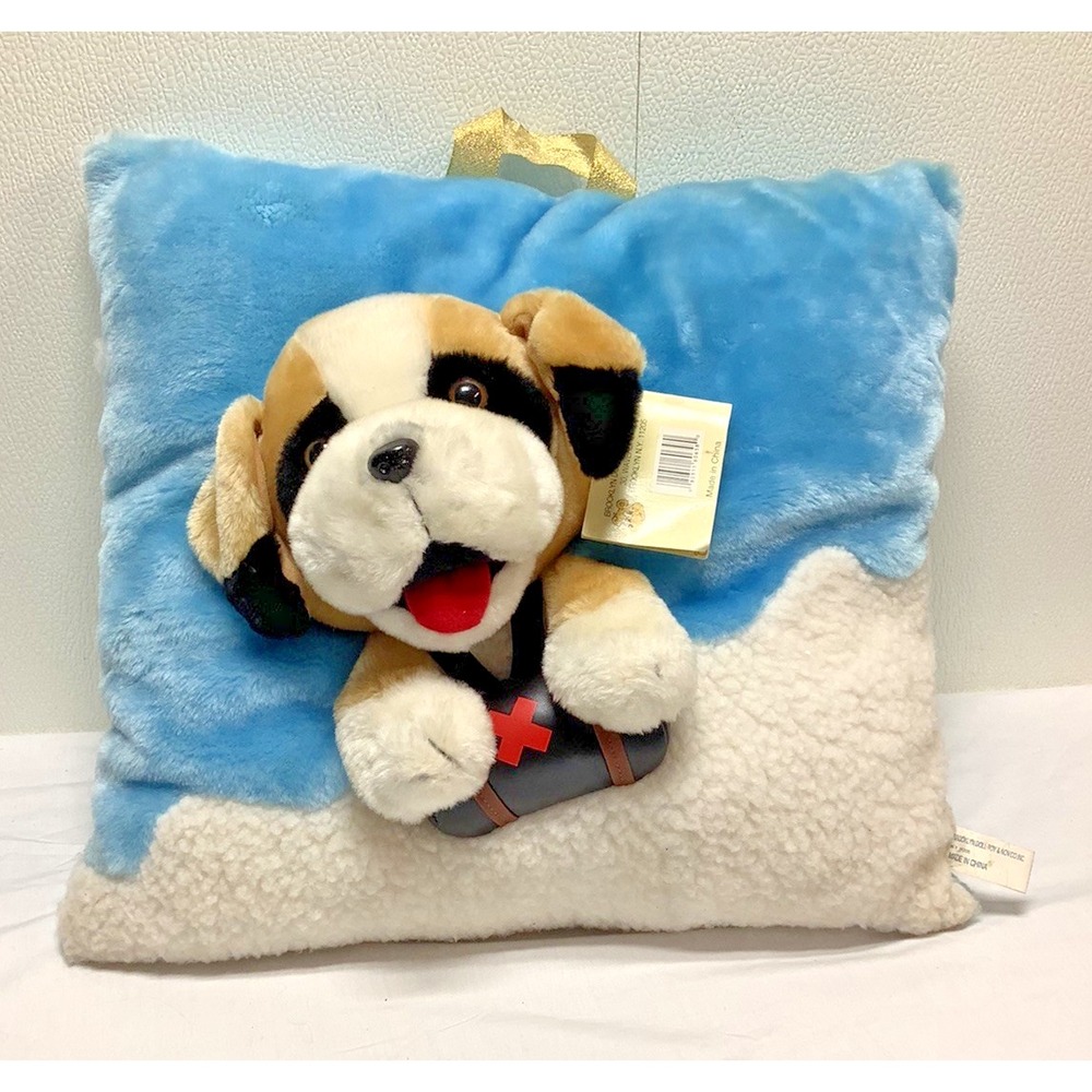 Brooklyn Doll Toy & Nov. Co Plush Pillow 3D St. Bernard Puppy Dog With Tags VTG